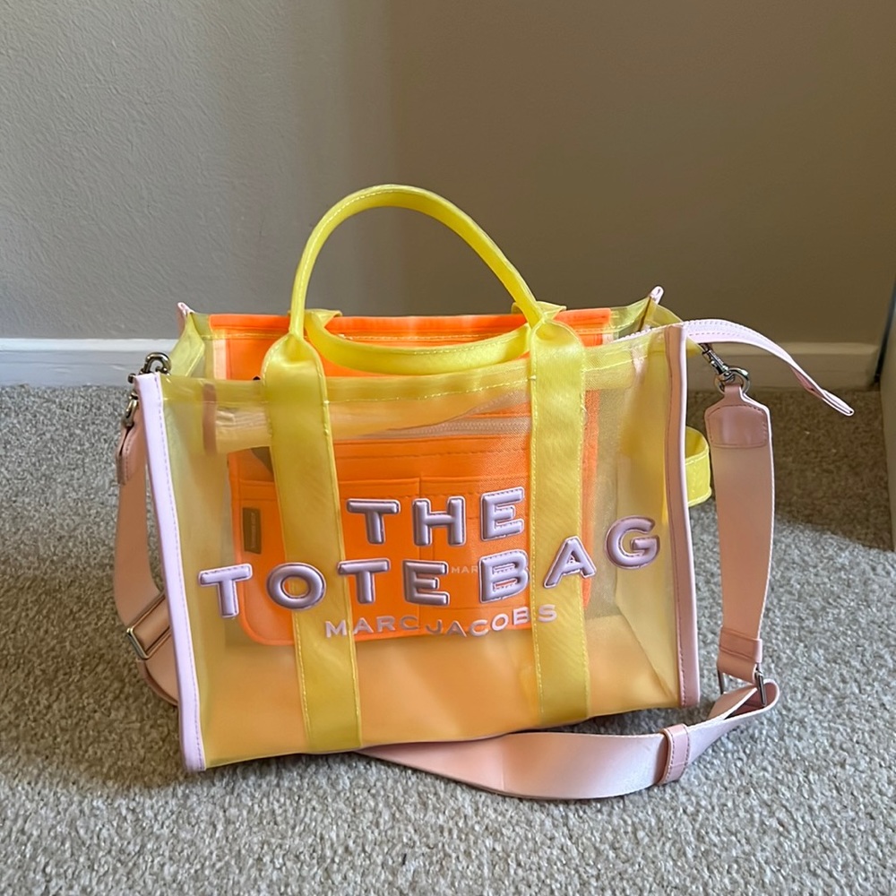 Marc Jacobs The Mesh Large Logo Tote Yellow